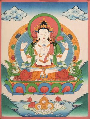Avalokitesvara Chengrezig Thangka | Bodhisattva of Compassion | Wall Decoration Painting
